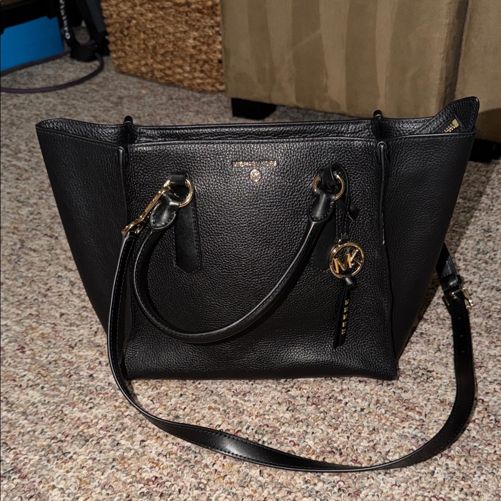 Michael Kors Black Tote with Gold Accents